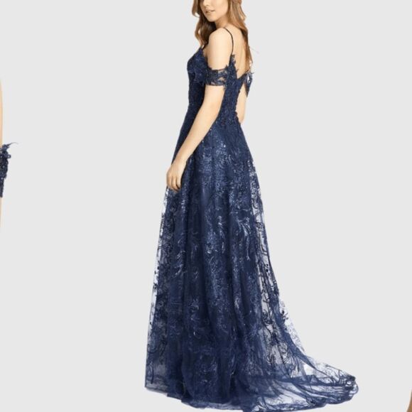 Mac Duggal 20287 Embellished Cold Shoulder Sweetheart A Line Gown Blue - Picture 4 of 16